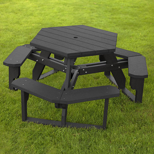 Hexagonal Heavy Duty Recycled Plastic Picnic Table - Furniture Leisure