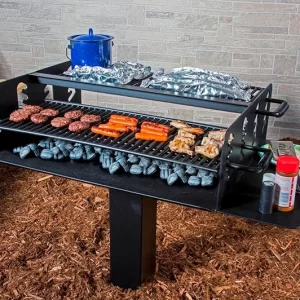 Group Grill with 2 Adjustable Grates
